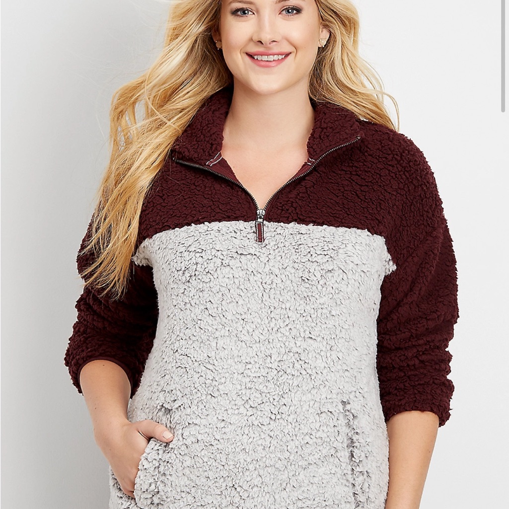 Maurices Colorblock Sherpa Pullover Sweatshirt